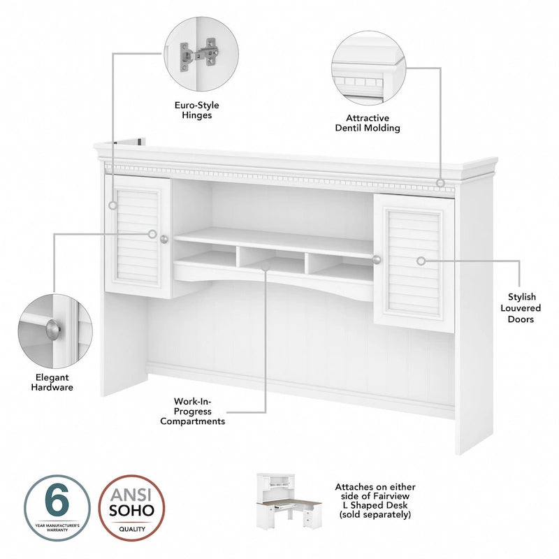 Bureau 60W Fairview avec huche, armoire et bibliothèque de Bush Furniture