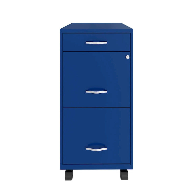 Classeur à roulettes Space Solutions à 3 tiroirs profonds de 45,7 cm, bleu classique