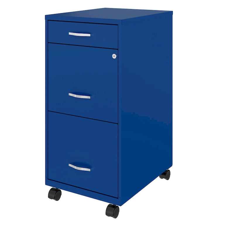 Classeur à roulettes Space Solutions à 3 tiroirs profonds de 45,7 cm, bleu classique
