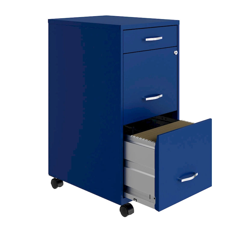 Classeur à roulettes Space Solutions à 3 tiroirs profonds de 45,7 cm, bleu classique