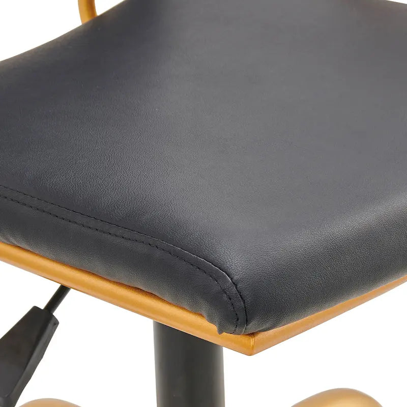 Chaise de bureau pivotante à dossier mi-haut en cuir doré LUXMOD pour ordinateur