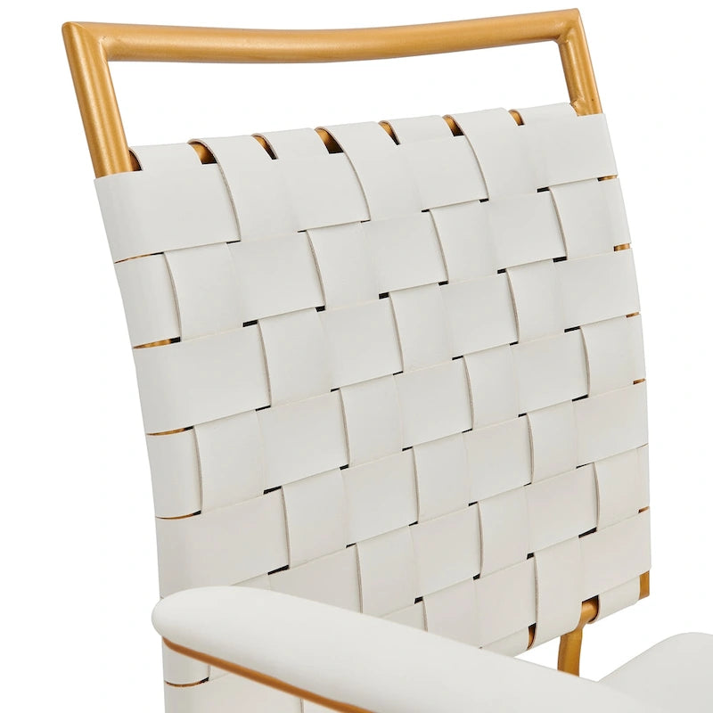 Chaise de bureau pivotante à dossier mi-haut en cuir doré LUXMOD pour ordinateur