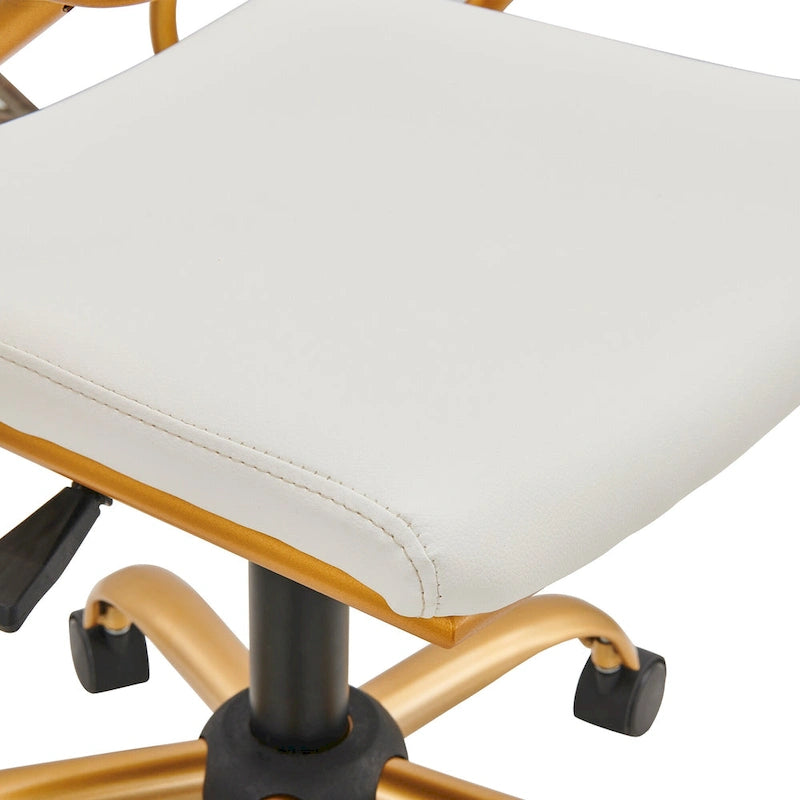 Chaise de bureau pivotante à dossier mi-haut en cuir doré LUXMOD pour ordinateur