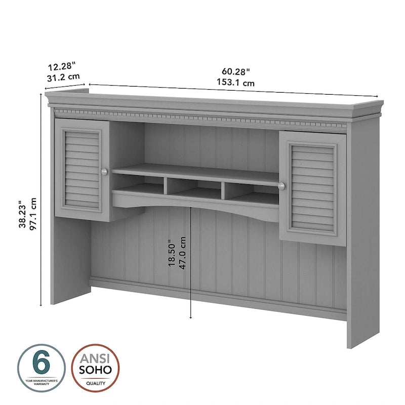 Crédence 60W Fairview pour bureau en L de Bush Furniture