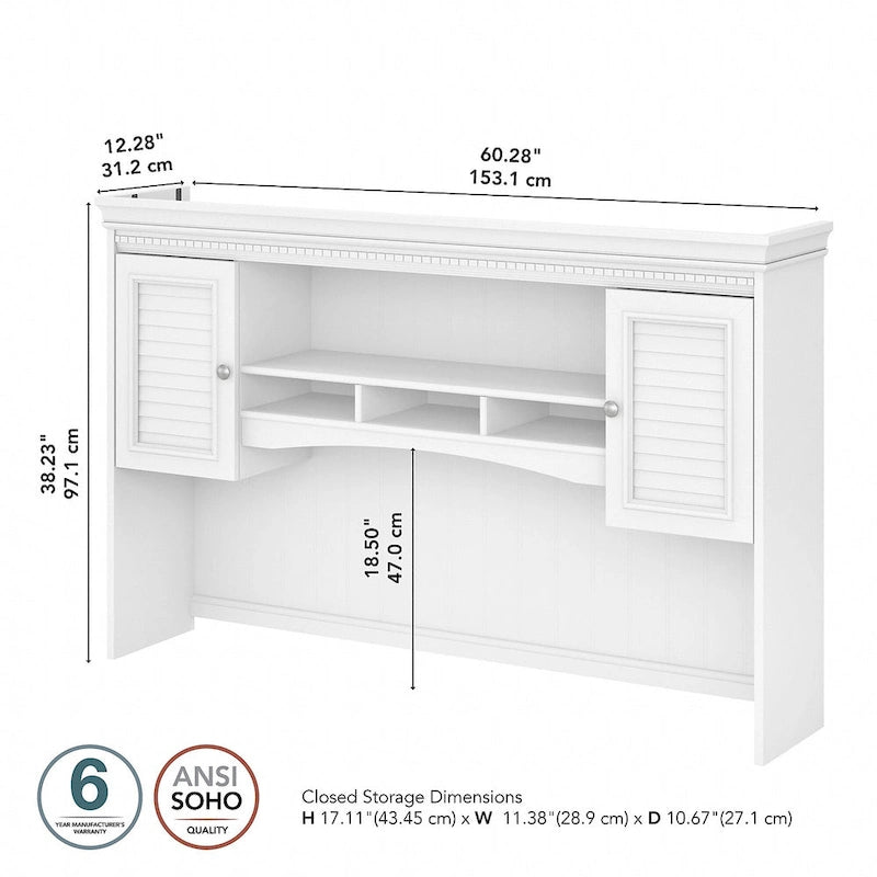 Crédence 60W Fairview pour bureau en L de Bush Furniture
