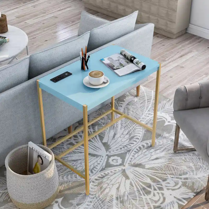 Bureau d'ordinateur moderne Belzie de 30 pouces en acier avec ports USB par Furniture of America