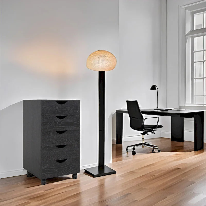 Meuble de rangement en bois portable à 5 tiroirs avec roulettes à 360°, design coulissant facile et rangement supérieur supplémentaire
