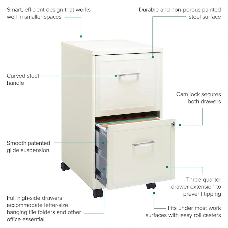 Classeur mobile 2 tiroirs Space Solutions blanc perle