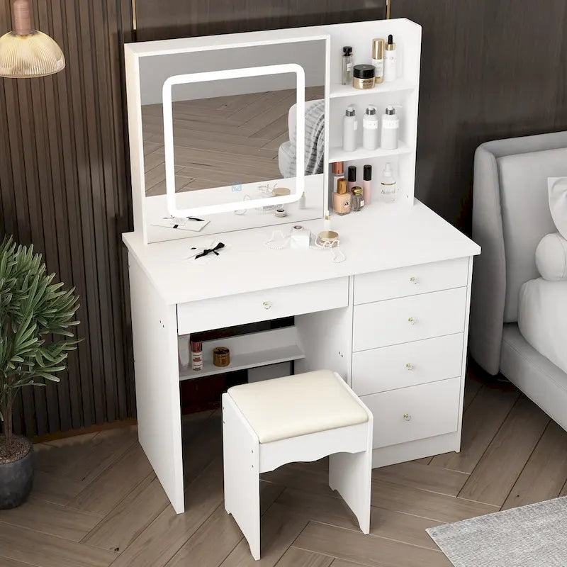 Coiffeuse avec 3 modèles de lumière et tabouret