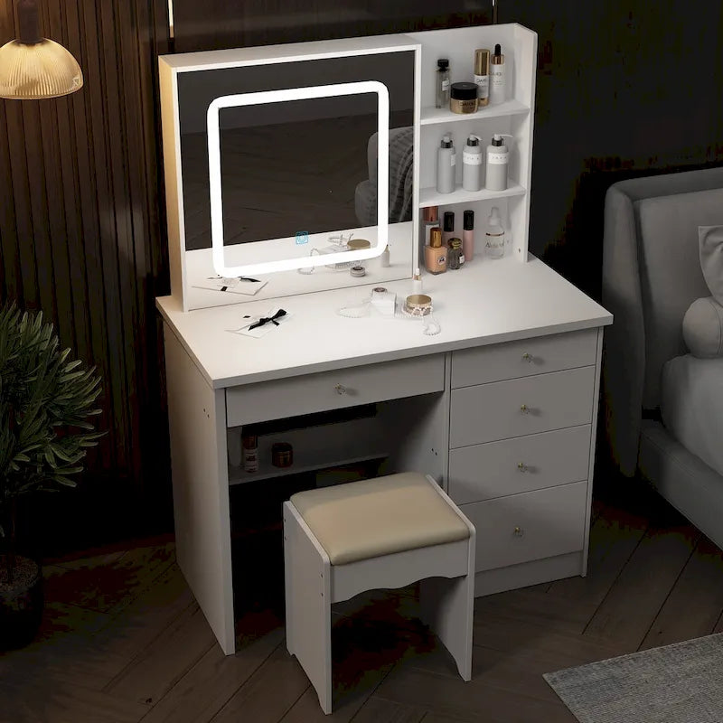 Coiffeuse avec 3 modèles de lumière et tabouret