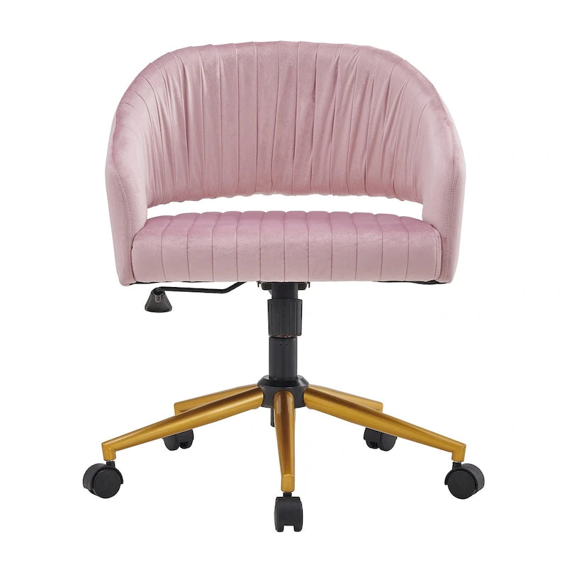 Chaise de bureau moderne dorée en velours pivotante et réglable en hauteur