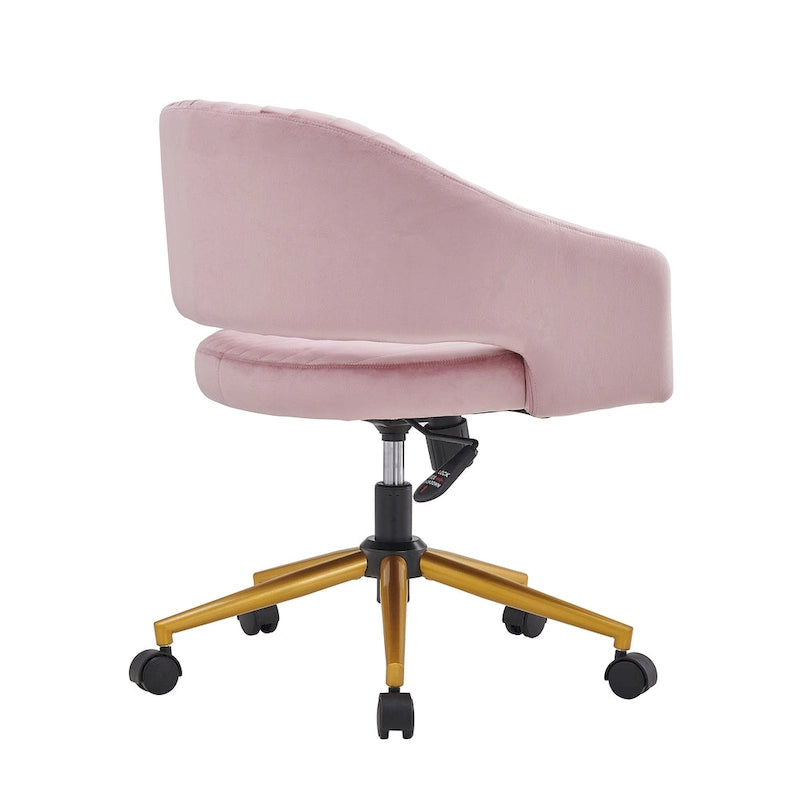Chaise de bureau moderne dorée en velours pivotante et réglable en hauteur