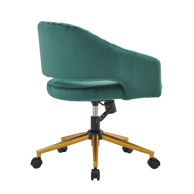 Chaise de bureau moderne dorée en velours pivotante et réglable en hauteur