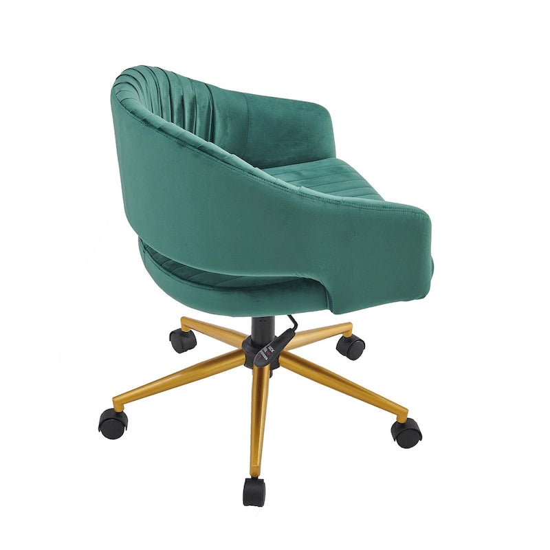 Chaise de bureau moderne dorée en velours pivotante et réglable en hauteur
