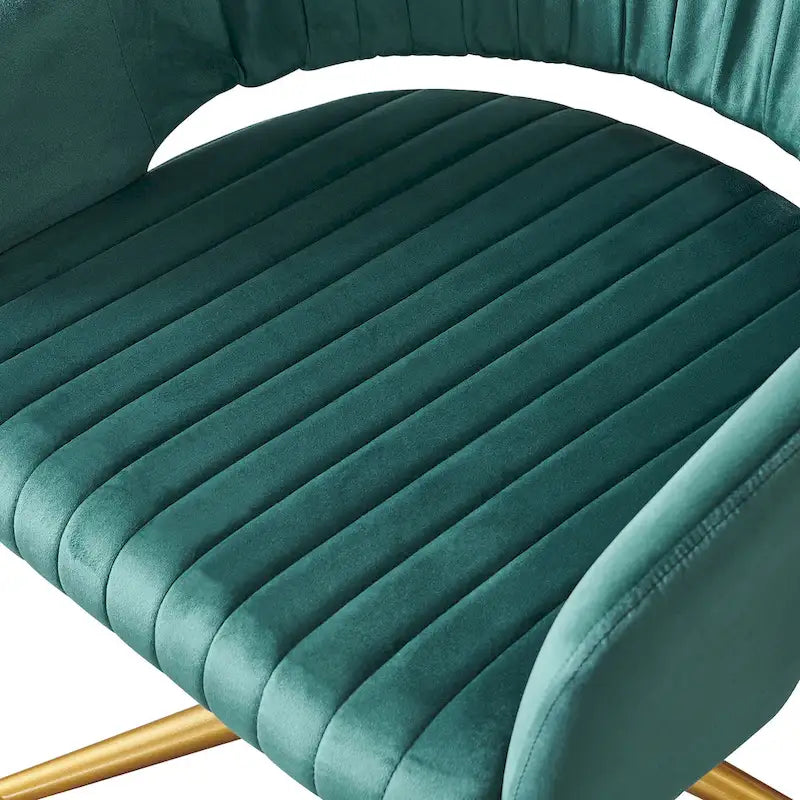 Chaise de bureau moderne dorée en velours pivotante et réglable en hauteur