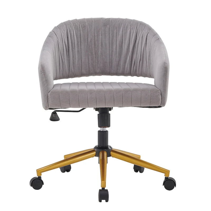 Chaise de bureau moderne dorée en velours pivotante et réglable en hauteur