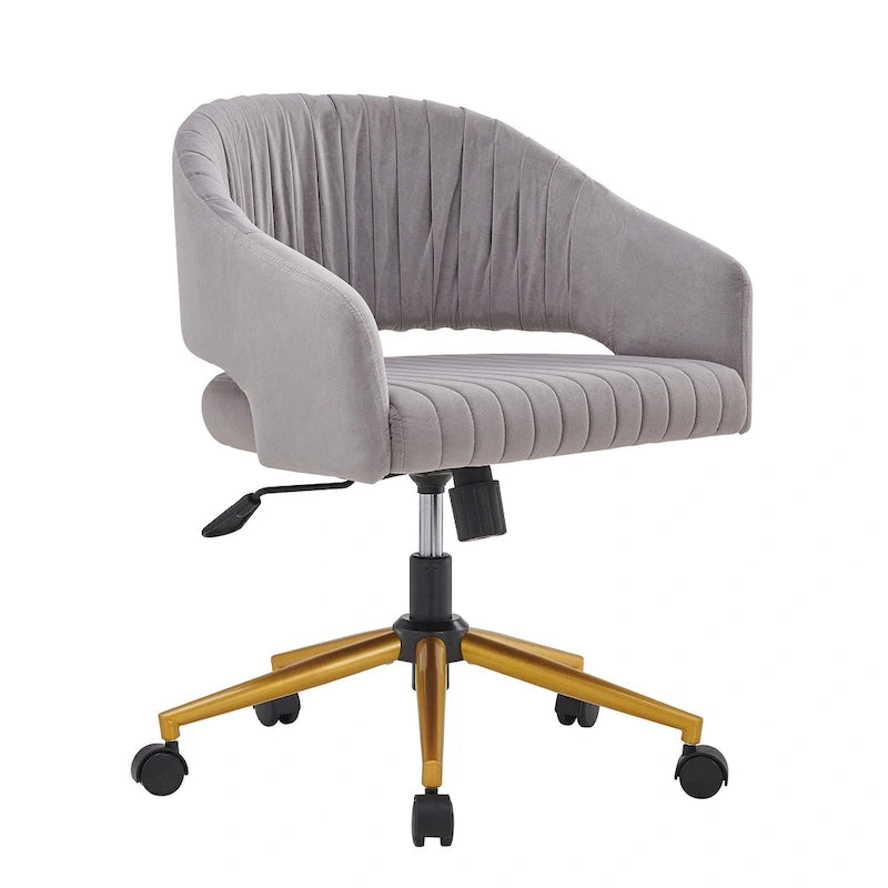 Chaise de bureau moderne dorée en velours pivotante et réglable en hauteur