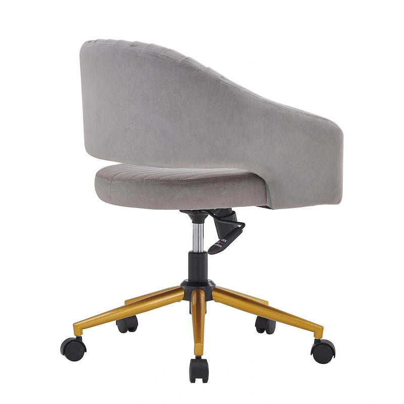Chaise de bureau moderne dorée en velours pivotante et réglable en hauteur
