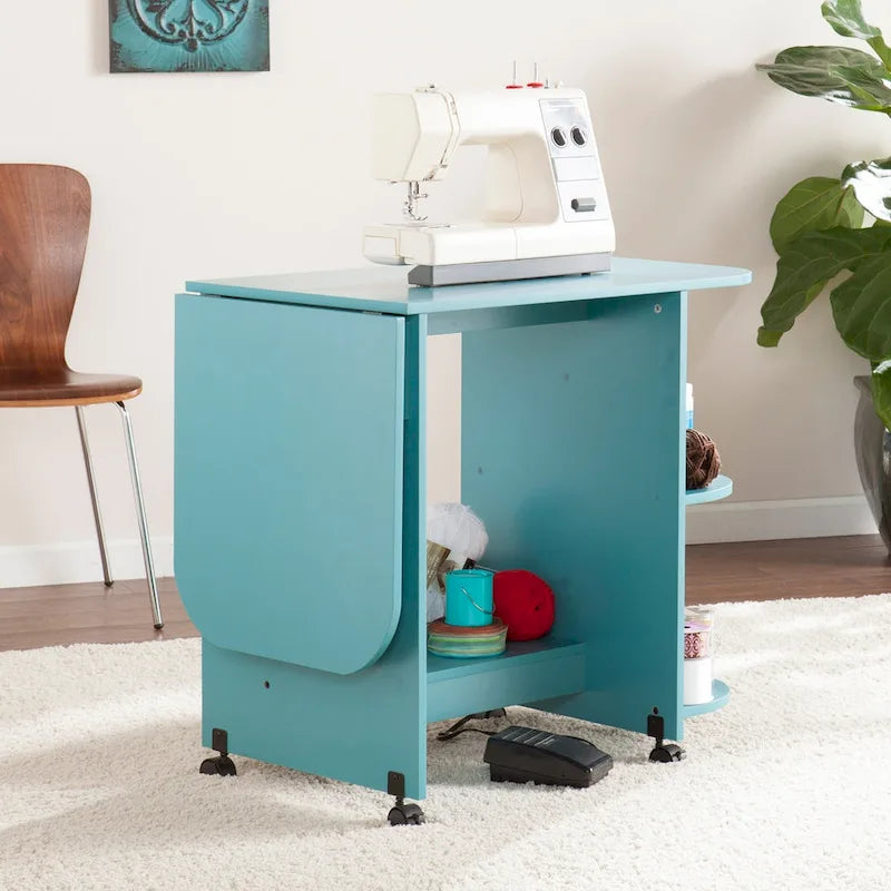 Table à couture/station d'artisanat roulante extensible Eastwick de SEI Furniture - Turquoise