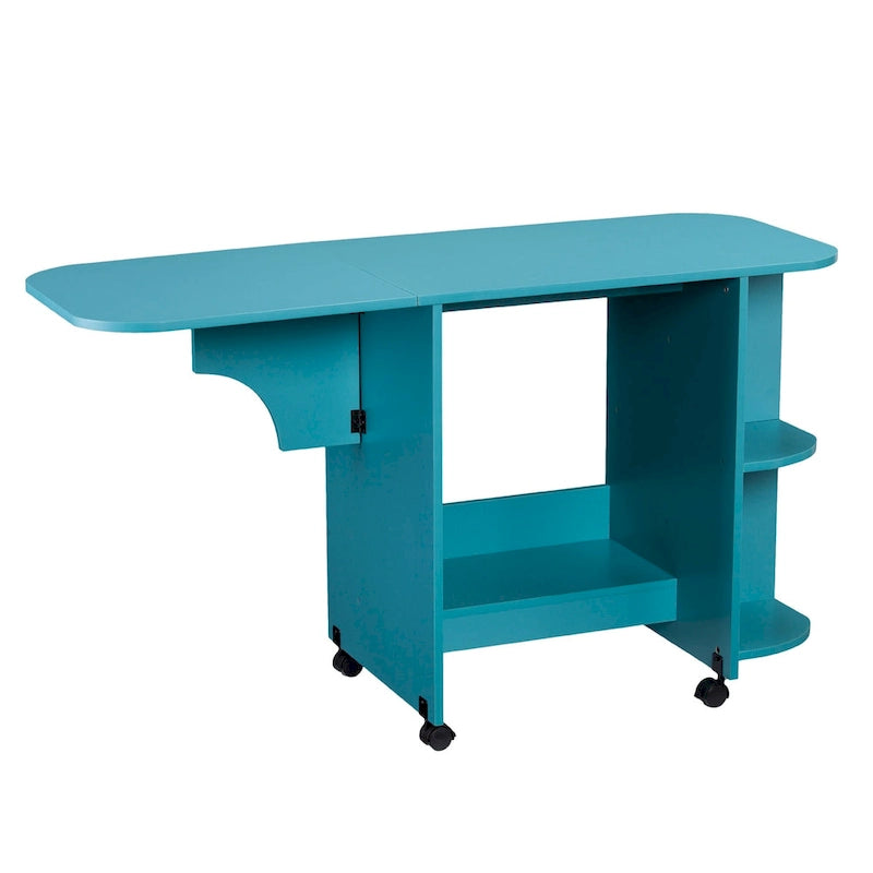 Table à couture/station d'artisanat roulante extensible Eastwick de SEI Furniture - Turquoise