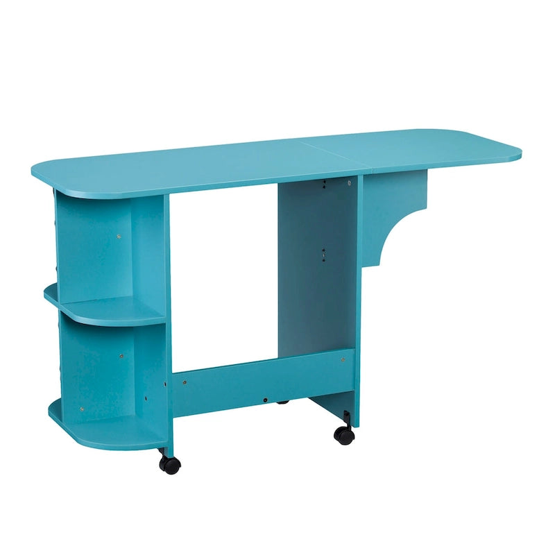Table à couture/station d'artisanat roulante extensible Eastwick de SEI Furniture - Turquoise