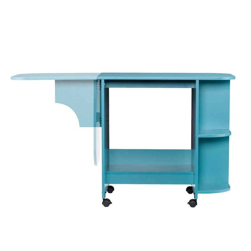 Table à couture/station d'artisanat roulante extensible Eastwick de SEI Furniture - Turquoise