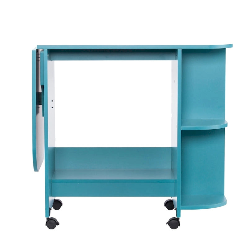 Table à couture/station d'artisanat roulante extensible Eastwick de SEI Furniture - Turquoise