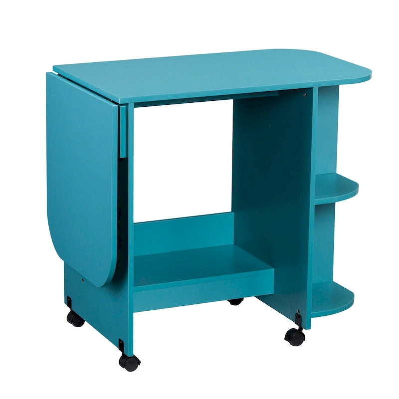 Table à couture/station d'artisanat roulante extensible Eastwick de SEI Furniture - Turquoise