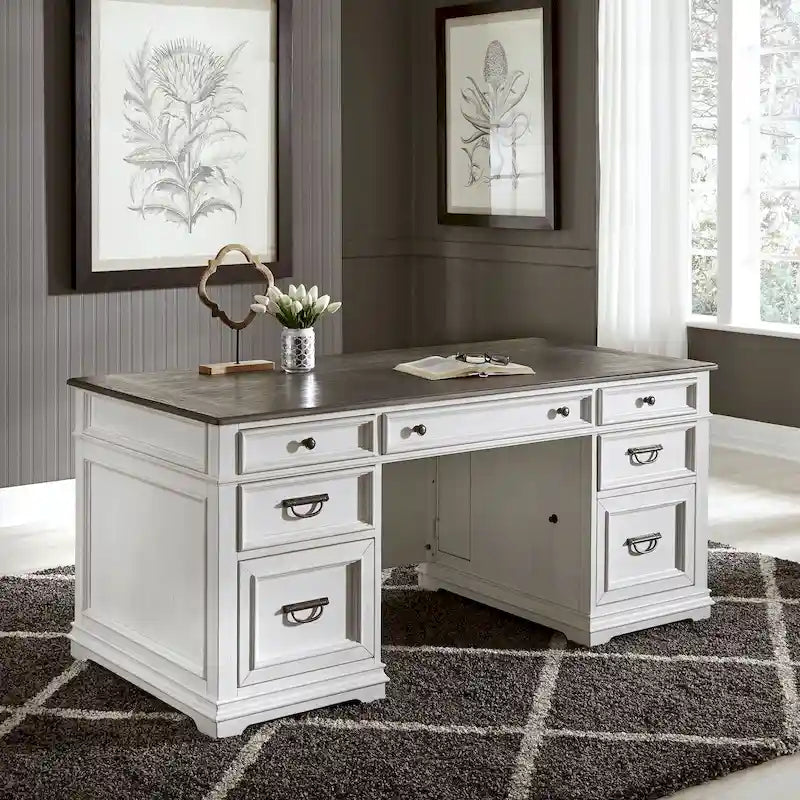Bureau brossé blanc charbon Allyson Park