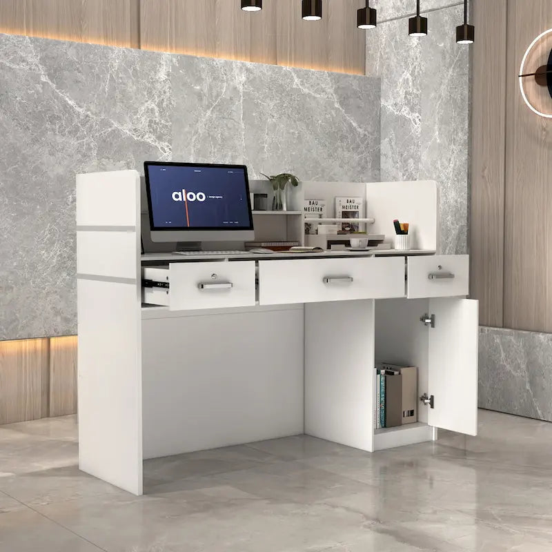 Table de réception à 3 tiroirs, bureau d'accueil, bureau d'ordinateur, bureau de travail