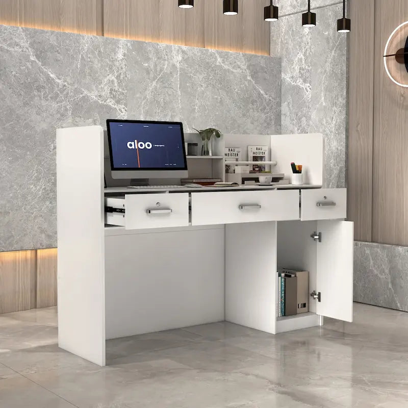 Table de réception à 3 tiroirs, bureau d'accueil, bureau d'ordinateur, bureau de travail