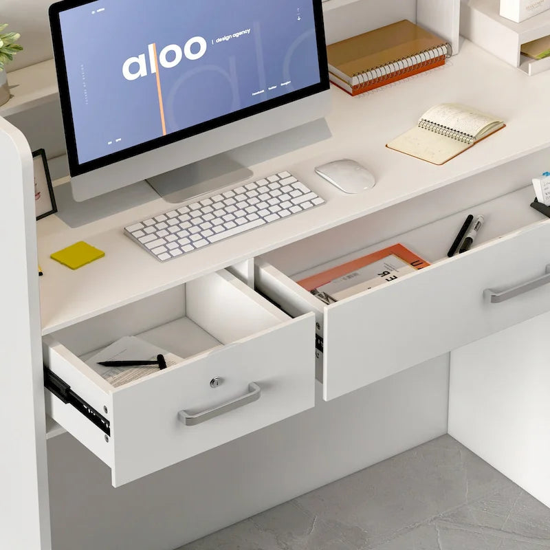 Table de réception à 3 tiroirs, bureau d'accueil, bureau d'ordinateur, bureau de travail