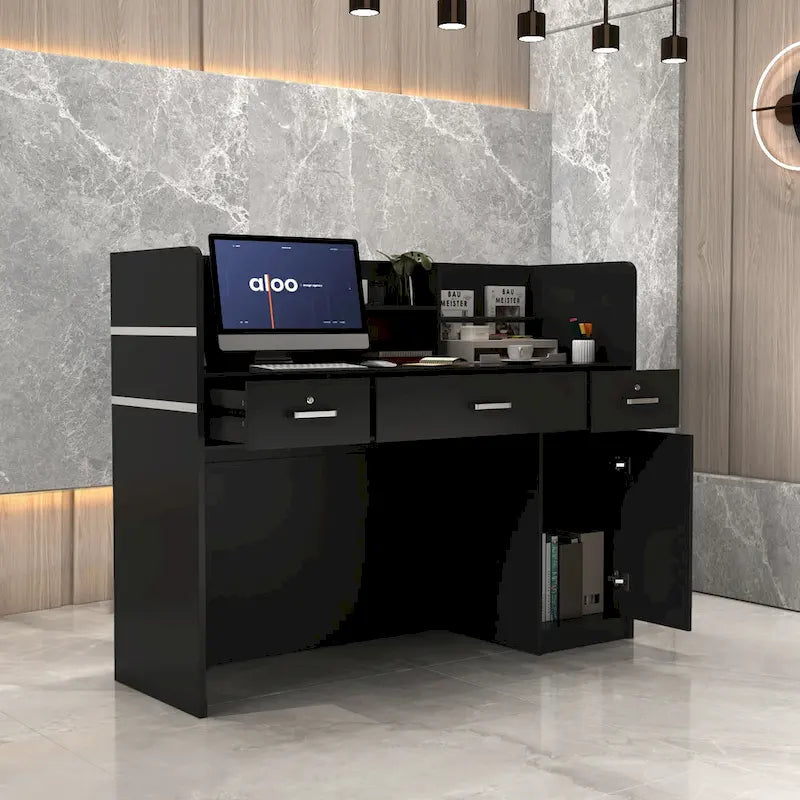 Table de réception à 3 tiroirs, bureau d'accueil, bureau d'ordinateur, bureau de travail