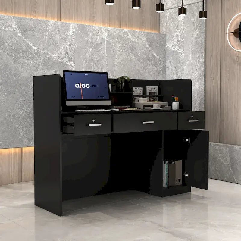 Table de réception à 3 tiroirs, bureau d'accueil, bureau d'ordinateur, bureau de travail