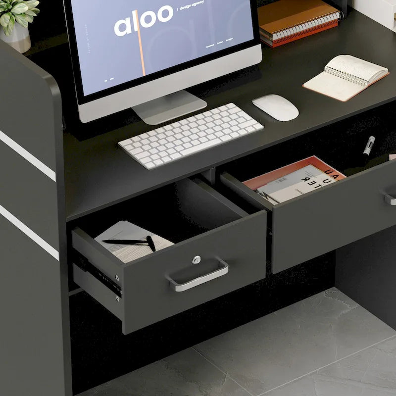 Table de réception à 3 tiroirs, bureau d'accueil, bureau d'ordinateur, bureau de travail