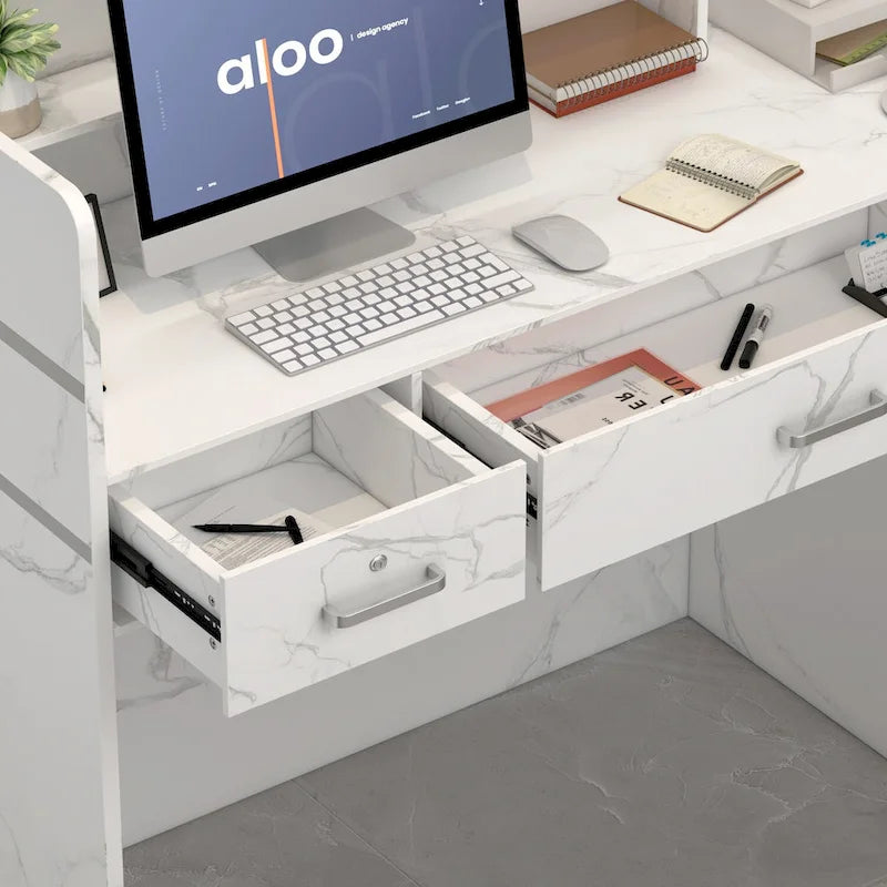 Table de réception à 3 tiroirs, bureau d'accueil, bureau d'ordinateur, bureau de travail