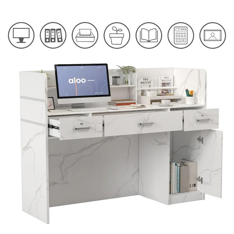 Table de réception à 3 tiroirs, bureau d'accueil, bureau d'ordinateur, bureau de travail