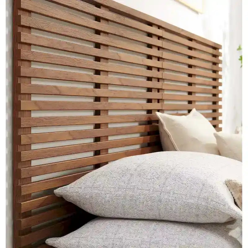 Tête de lit flottante King Size Vidalia en noyer, style moderne du milieu du siècle