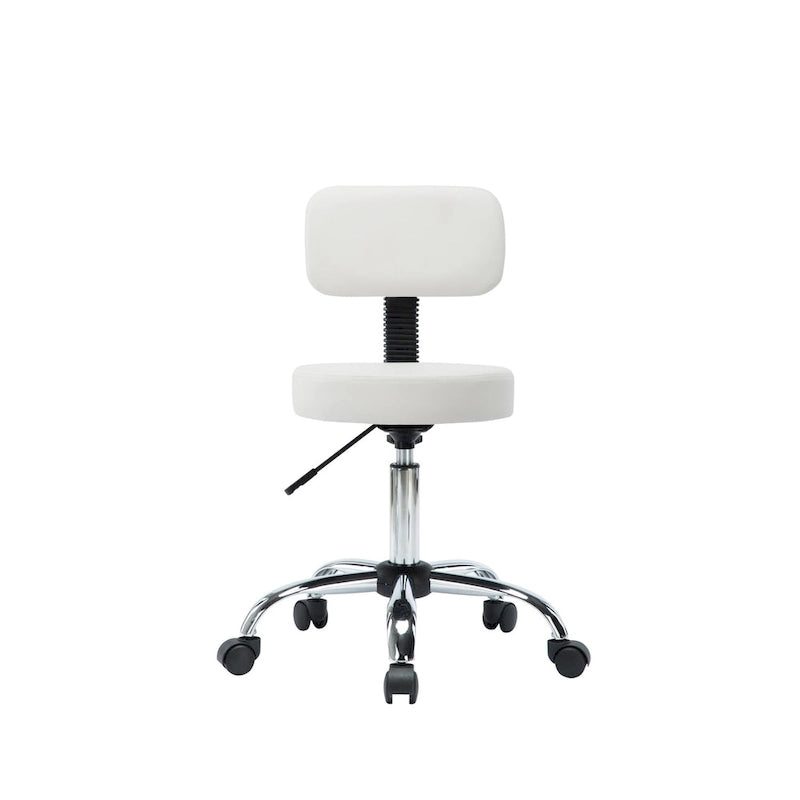 Tabouret de travail roulant réglable avec siège en similicuir et repose-pieds pliable, tabouret polyvalent pour bureau à domicile, coiffeuse,