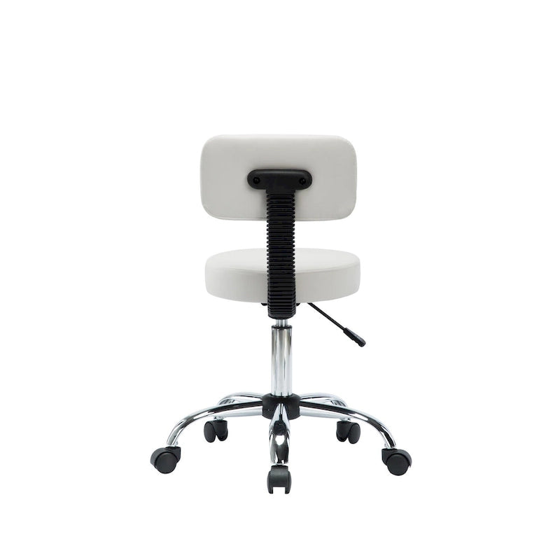Tabouret de travail roulant réglable avec siège en similicuir et repose-pieds pliable, tabouret polyvalent pour bureau à domicile, coiffeuse,
