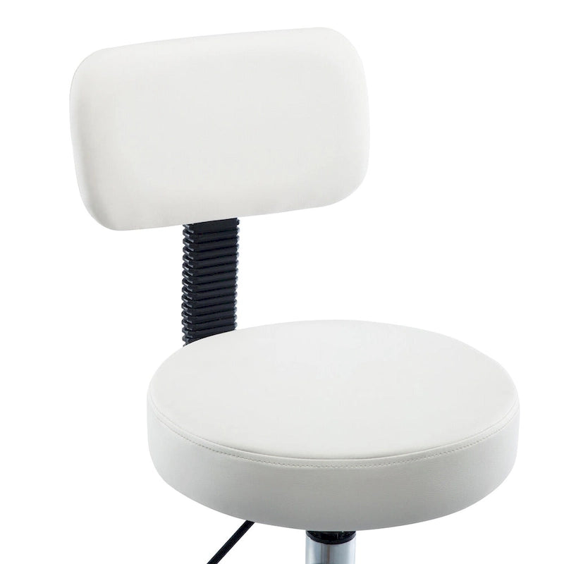 Tabouret de travail roulant réglable avec siège en similicuir et repose-pieds pliable, tabouret polyvalent pour bureau à domicile, coiffeuse,