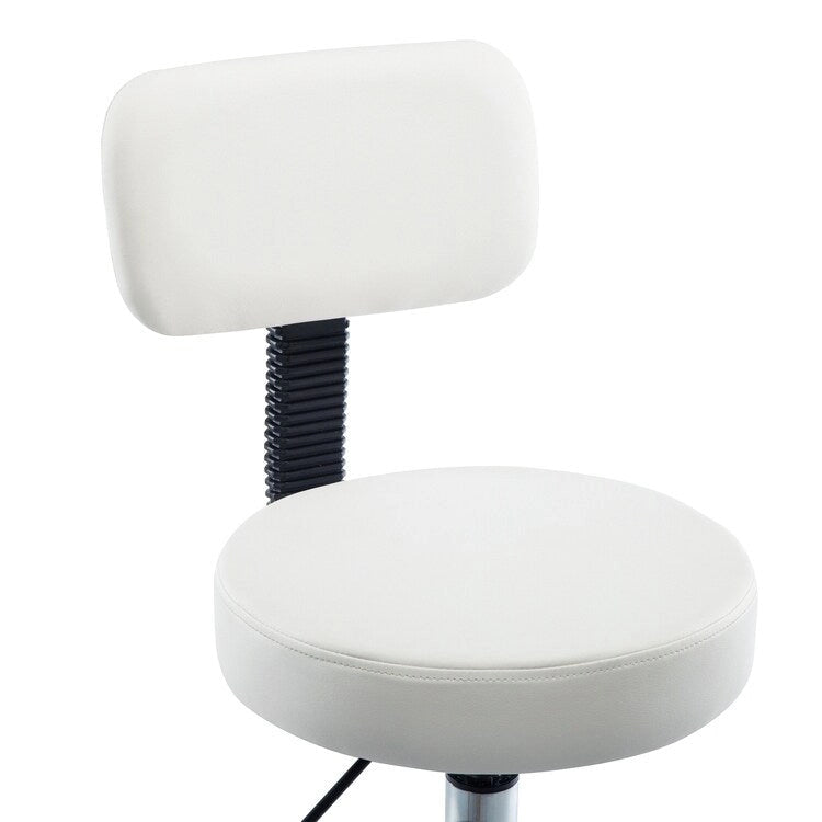 Tabouret de travail roulant réglable avec siège en similicuir et repose-pieds pliable, tabouret polyvalent pour bureau à domicile, coiffeuse,