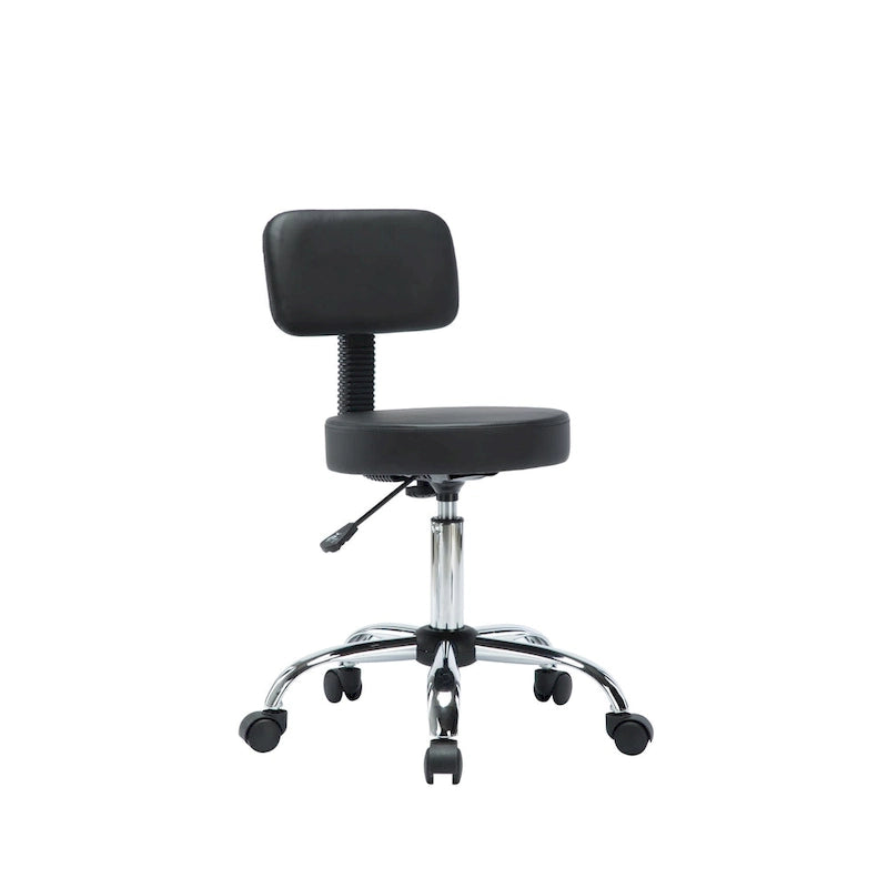 Tabouret de travail roulant réglable avec siège en similicuir et repose-pieds pliable, tabouret polyvalent pour bureau à domicile, coiffeuse,