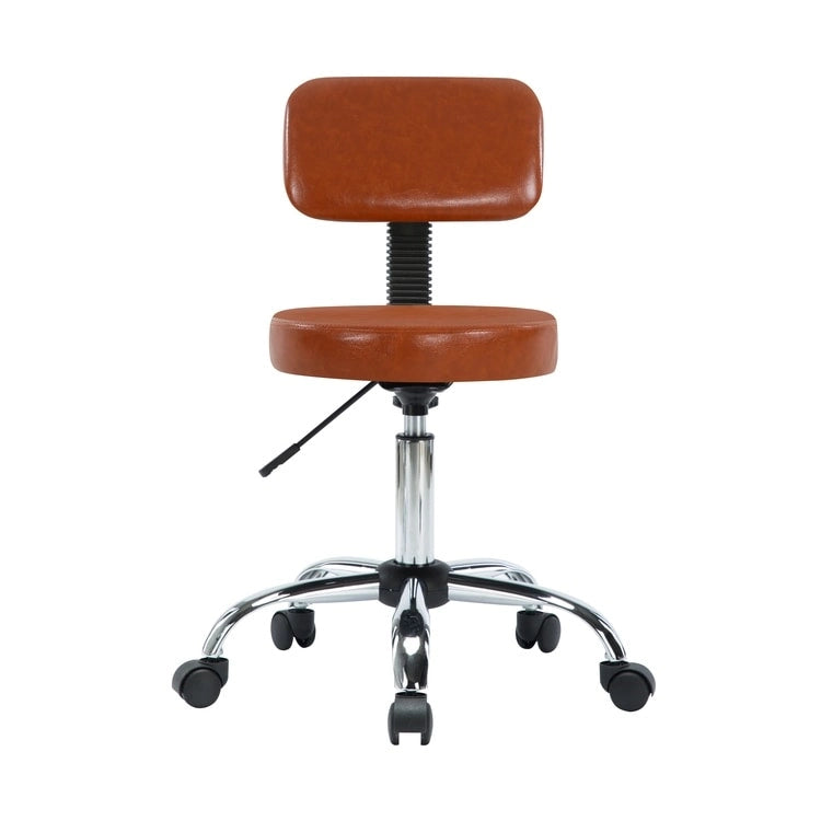 Tabouret de travail roulant réglable avec siège en similicuir et repose-pieds pliable, tabouret polyvalent pour bureau à domicile, coiffeuse,
