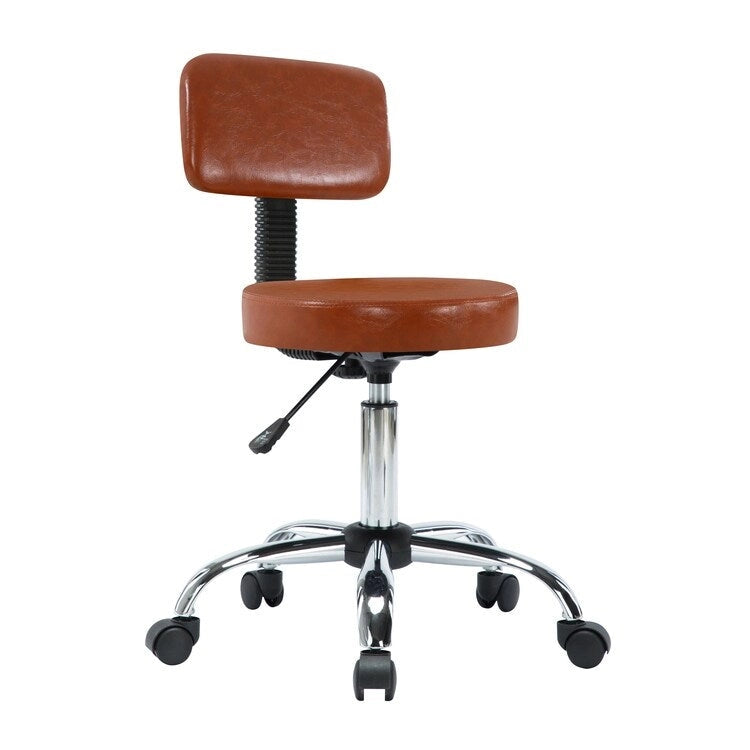 Tabouret de travail roulant réglable avec siège en similicuir et repose-pieds pliable, tabouret polyvalent pour bureau à domicile, coiffeuse,