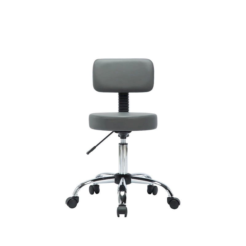 Tabouret de travail roulant réglable avec siège en similicuir et repose-pieds pliable, tabouret polyvalent pour bureau à domicile, coiffeuse,