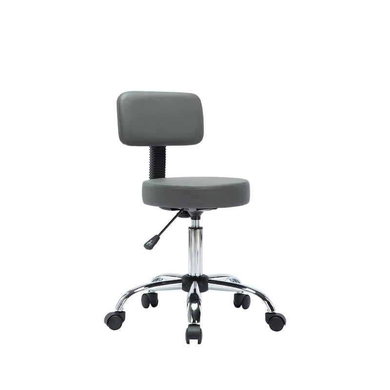 Tabouret de travail roulant réglable avec siège en similicuir et repose-pieds pliable, tabouret polyvalent pour bureau à domicile, coiffeuse,