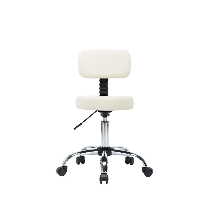 Tabouret de travail roulant réglable avec siège en similicuir et repose-pieds pliable, tabouret polyvalent pour bureau à domicile, coiffeuse,