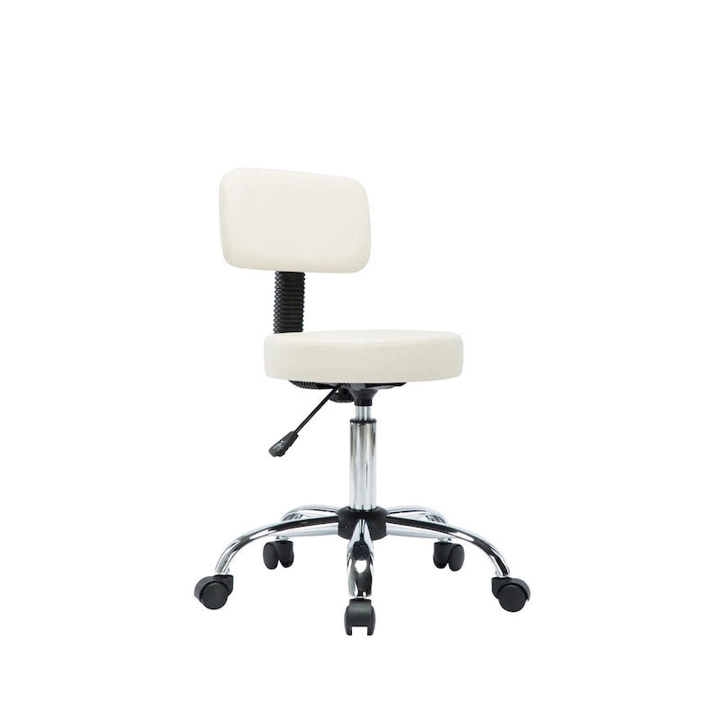 Tabouret de travail roulant réglable avec siège en similicuir et repose-pieds pliable, tabouret polyvalent pour bureau à domicile, coiffeuse,