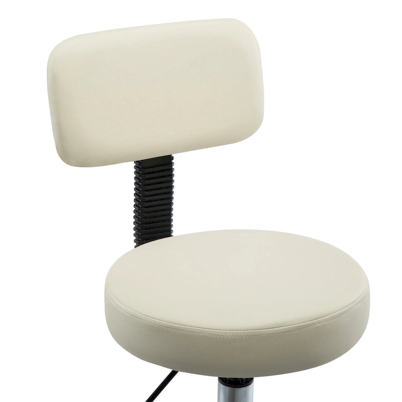 Tabouret de travail roulant réglable avec siège en similicuir et repose-pieds pliable, tabouret polyvalent pour bureau à domicile, coiffeuse,